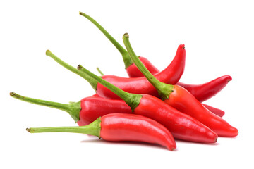 Red chili peppers on white background