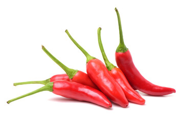 Red chili peppers on white background