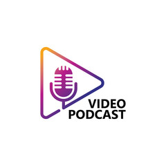 Video play podcast logo template design