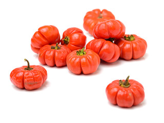 Pumpkin on a Stick, an ornamental eggplant on white background