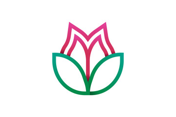 leaf icon with flower