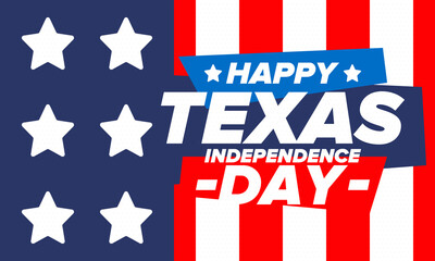 Fototapeta na wymiar Texas Independence Day. Freedom holiday in Unites States, celebrated annual in March. Lone star flag. Texas flag. Patriotic sign and elements. Poster, card, banner and background. Vector illustration