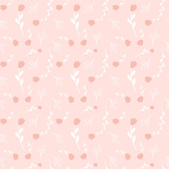 Floral pattern with flowers and leaves. Cute pattern with small flowers. Vector illustration