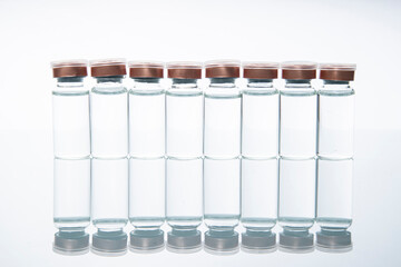 medical vials on white background