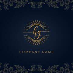 Elegant luxury letter HG logo.