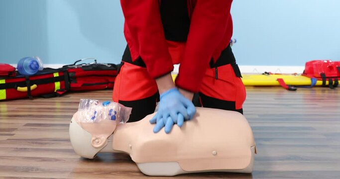 Adult CPR training and First Aid Instruction. First Aid Cardiopulmonary Resuscitation, How to do the CPR Technique.