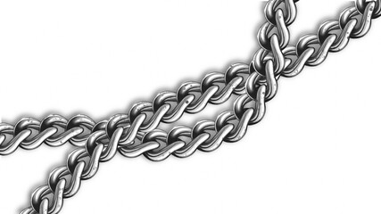 Obraz premium Isolate two silver chains tied together against a white background