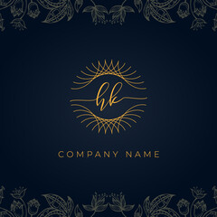 Elegant luxury letter HK logo.