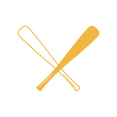 The cut silhouette of a baseball bat. Two baseball bats. Vector illustration.