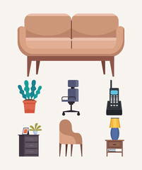 bundle of office forniture set icons