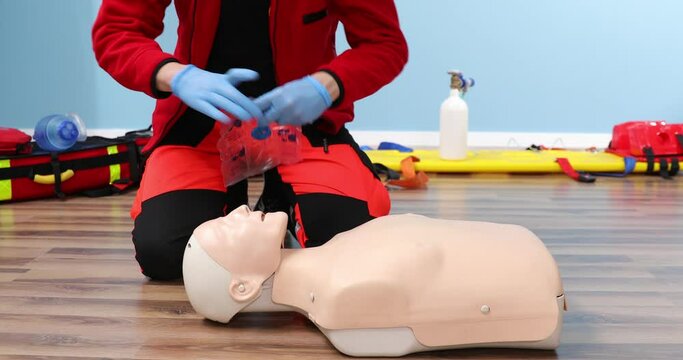 Adult CPR training and First Aid Instruction. First Aid Cardiopulmonary Resuscitation, How to do the CPR Technique.