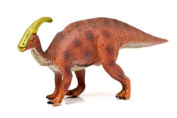 dinosaurs toys on white background
