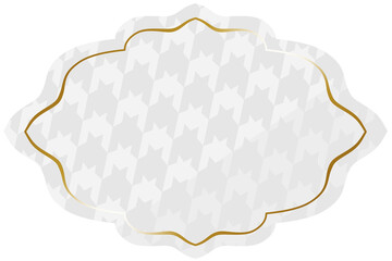 エレガントなフレーム　ホワイト＆ゴールド　全面に千鳥格子　横位置