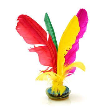 Colorful feather Shuttlecock isolated on white background