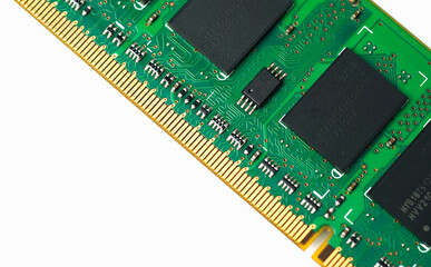 computer Memory ram module with SMD slides in macro.