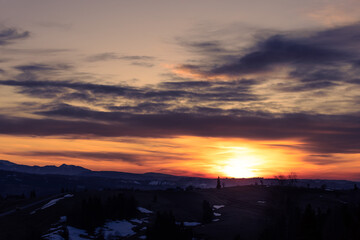 Łapszanka, zachód słońca.