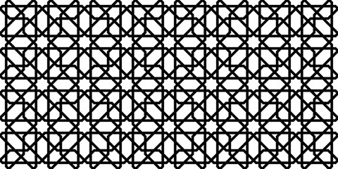 Naklejka premium Geometric Islamic Seamless Pattern for decoration greeting card or interior based on a tenfold traditional rosette. Vector Illustration.
