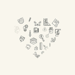 social network concept in heart