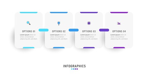 Vector Infographic label design template with icons and 4 options or steps. Can be used for process diagram, presentations, workflow layout, banner, flow chart, info graph.