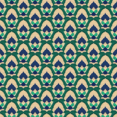 Japanese Watercolor Seamless Pattern. Tie-Dye, Wabi Sabi. Geometric Hand Painted Textile Design....