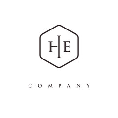 initial HE logo design vector