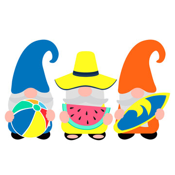 Cute summer gnome, vector illustration art.