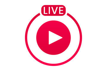 Live streaming icon. Button for broadcasting, livestream or online stream. Template for tv, online channel, live breaking news, social media