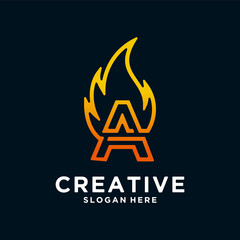 creative hot fire letters with alphabet design. Fire lettering logo designs are suitable for restaurants, BBQ and others