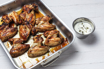 Homemade Roasted Chicken Wings on Baking Tray