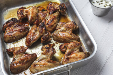 Homemade Roasted Chicken Wings on Baking Tray