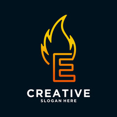 creative hot fire letters with alphabet design. Fire lettering logo designs are suitable for restaurants, BBQ and others