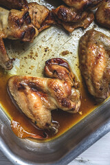 Homemade Roasted Chicken Wings on Baking Tray