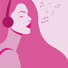 Illustration of a girl who listens to music