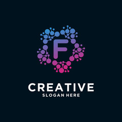 monogram logo with alphabet letter dot concept. Universal Biotechnology Laboratory Colorful Molecular DNA Chip. research, science, medical, logotype vectors