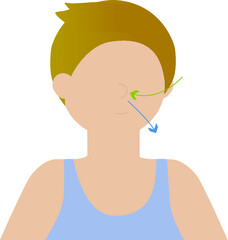 Woman doing breathing exercises - illustration