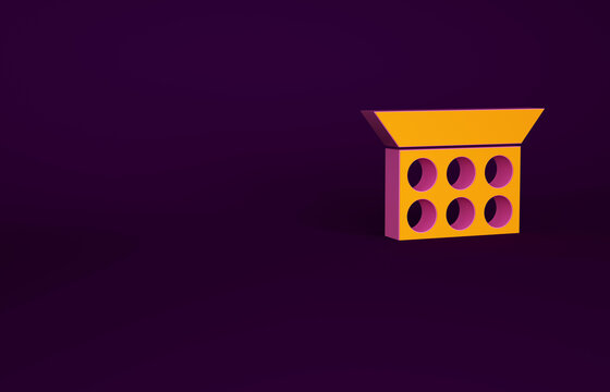 Orange Makeup Powder With Mirror Icon Isolated On Purple Background. Minimalism Concept. 3d Illustration 3D Render.