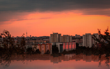 Berlin city sunset skyline