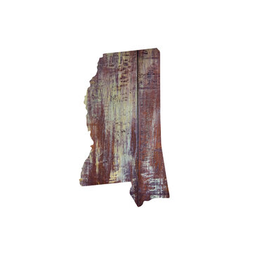 recommend clip art: Political divisions of the US. Mississippi state in wood texture on white background