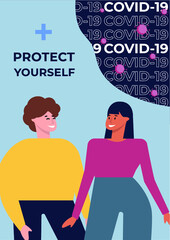 Vaccination against covid. the doctor makes the vaccine to the patient. A poster about the benefits of vaccination. flat vector illustration