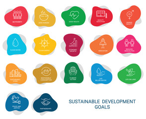 Icons Set .Sustainable Development Goals. Vector EPS