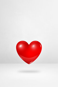 3D red heart on a white studio background