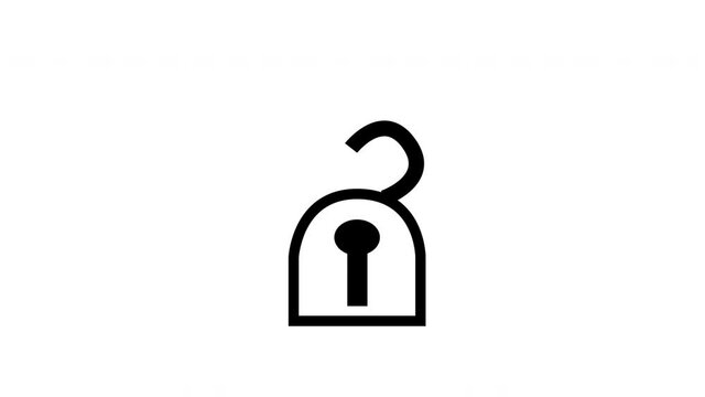 Alpha channel lock unlock animation. Icon, isolated object. Security symbol. Copy space. Unlocking.