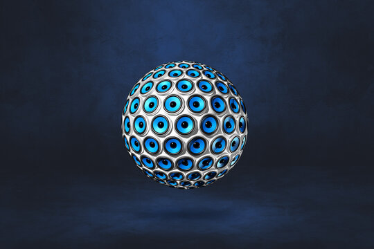 Speakers Sphere On A Dark Blue Studio Background