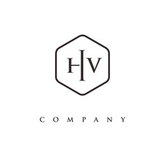 initial HV logo design vector