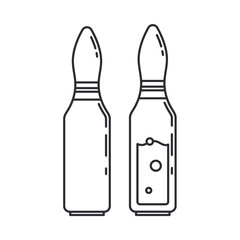 Line medical healthcare icon set ampoule. Professional equipment symbol. Science, pharmacy, medic, chemistry background emblem element. Laboratory glass. Vector medical outline illustration.