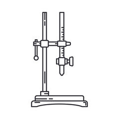Line medical pharmaceutica icon retort stand. Professional equipment symbol. Science, pharmacy, medic, chemistry background emblem element. Laboratory glass. Vector medical outline illustration.