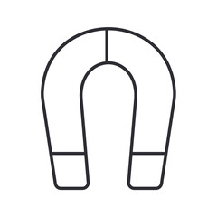 Line physics, science icon - magnet. Classroom school equipment symbol. Science, research, education, chemistry background emblem element. Laboratory tools. Vector education outline illustration.