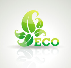 Eco-friendly organic and farm fresh food badge or label.
