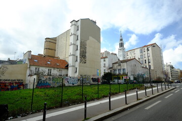 Fototapeta na wymiar A view of the east part of Paris and the Saint-Jean Bosco church.