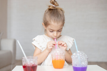 Fun art for toddlers. Painting with bubbles. 